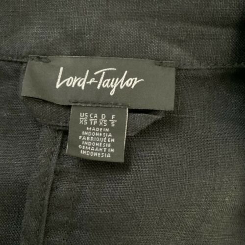 100% Linen Jacket Lord & Taylor Black Lightweight V-Neck Belted Xs — image 6 of 8